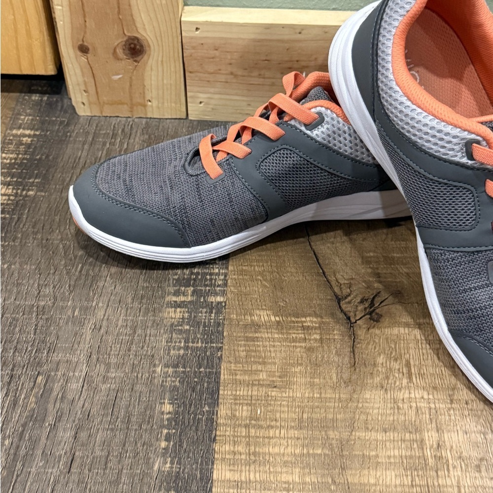 Women's Gray Athletic Sneakers with Coral Accents - Picture 3 of 8